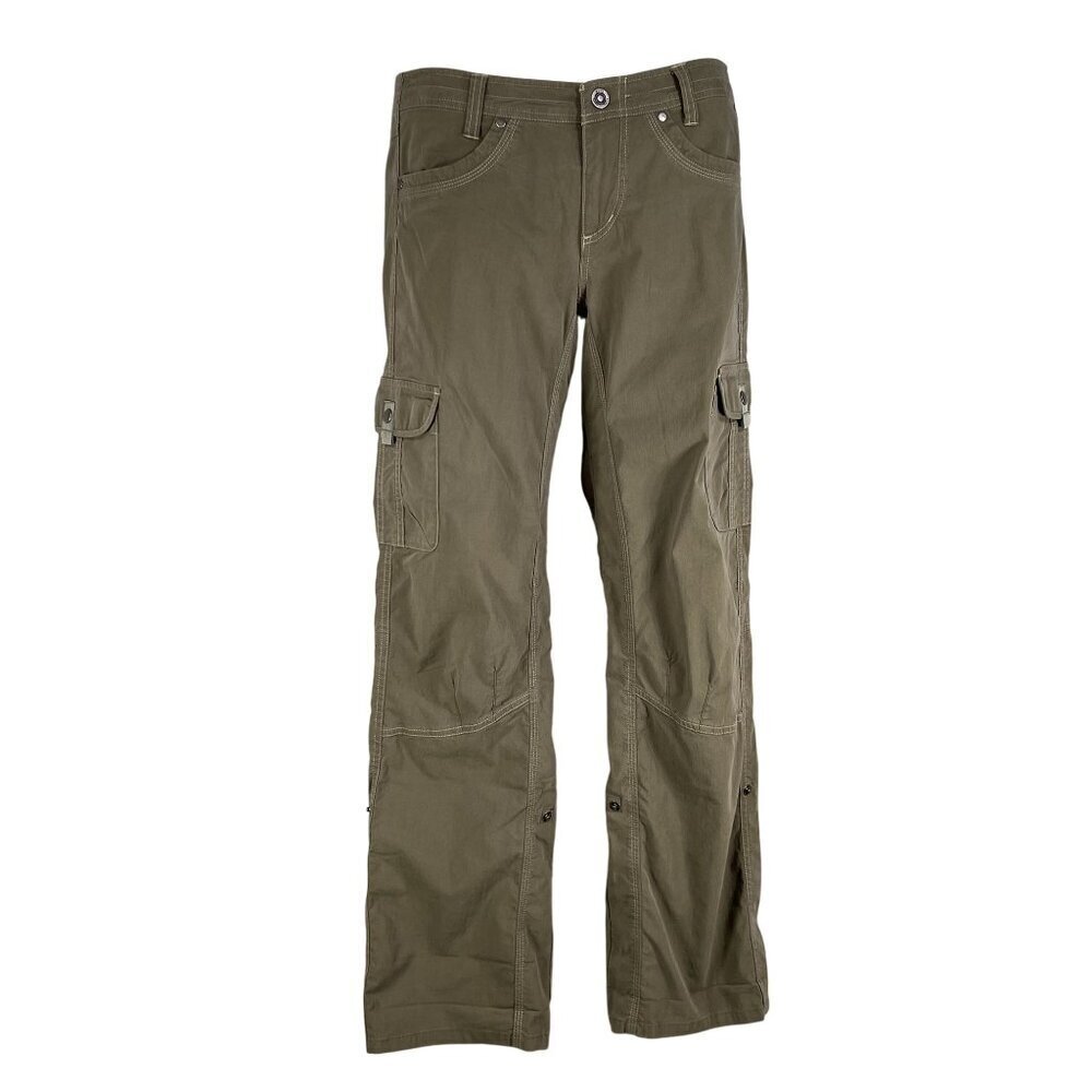 KÜHL Women 6 Cargo Pants Hiking Vintage PatinaDye Olive Green Roll Snap Gorpcore